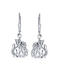 Bling Jewelry Best Friend Animal Lover Bff Kitten Dangle Earrings Sterling Silver