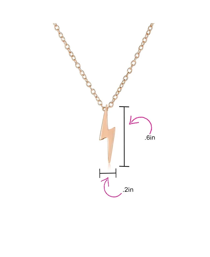 Bling Jewelry Minimalist Geometric Lightning Bolt Pendant Necklace with Cz Gold Plated Silver
