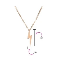 Bling Jewelry Minimalist Geometric Lightning Bolt Pendant Necklace with Cz Gold Plated Silver