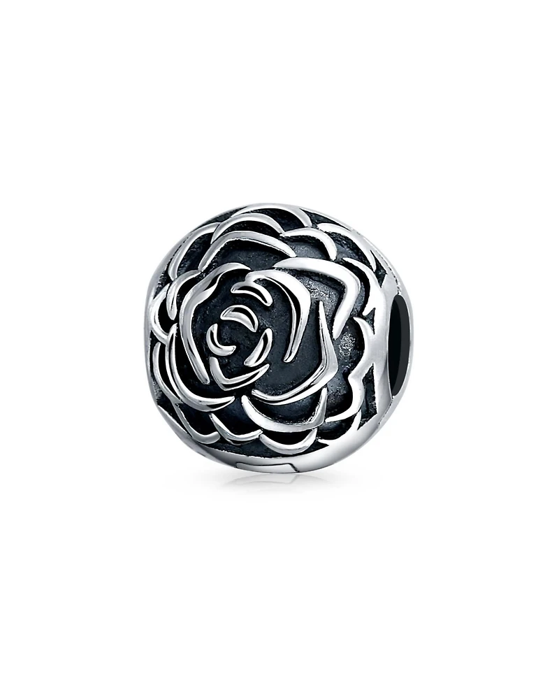Bling Jewelry Bloom Floral Rose Clasp Spacer Charm Oxidized Silver European Bracelet