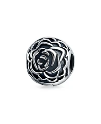 Bling Jewelry Bloom Floral Rose Clasp Spacer Charm Oxidized Silver European Bracelet