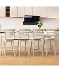 4 Pcs 24.5" Counter Height Bar Chairs Swivel Bar Stools with Hollow Backrest