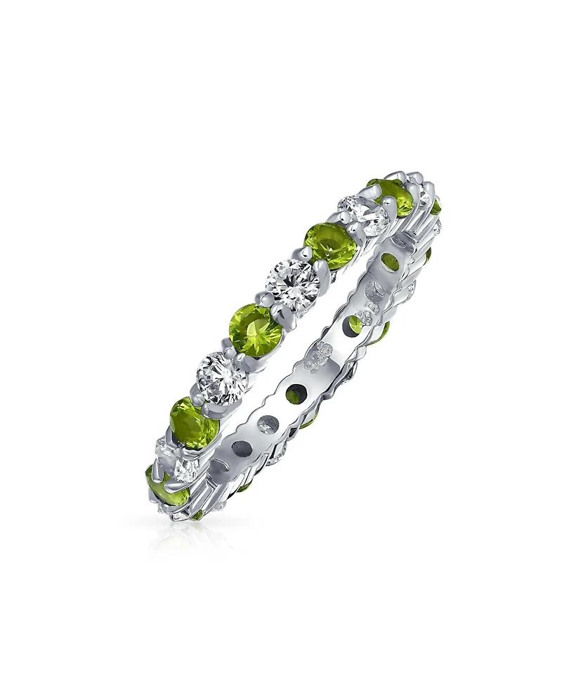 Bling Jewelry Alternating Two Tone Cubic Zirconia Stackable Cz Eternity Cocktail Statement Ring .925 Sterling Silver
