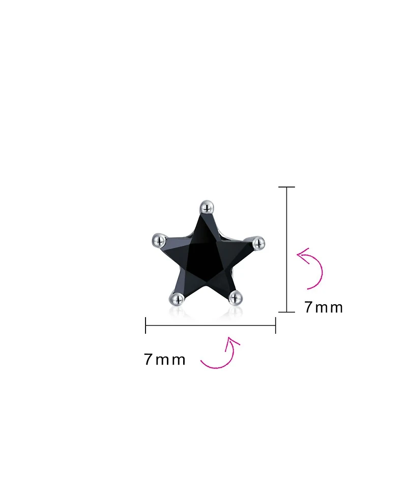 Bling Jewelry Small Celestial Usa Black Cz Star Stud Earrings , Sterling Silver 7
