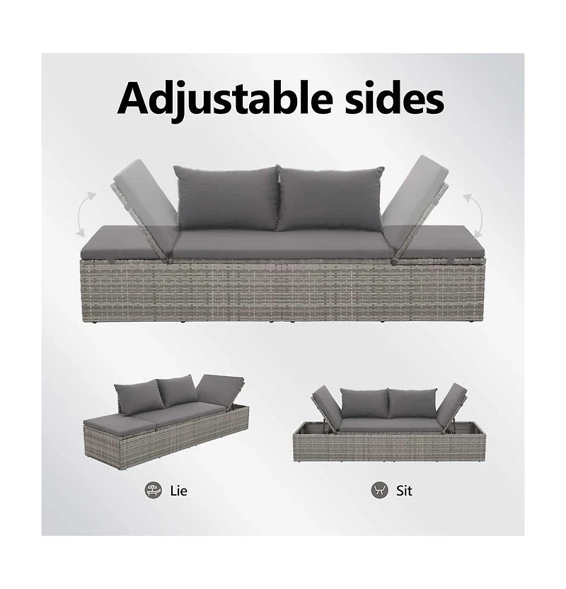 Patio Bed Gray 76.8"x23.6" Poly Rattan