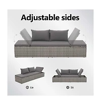 Patio Bed Gray 76.8"x23.6" Poly Rattan