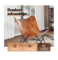 Butterfly Chair Brown Real Leather