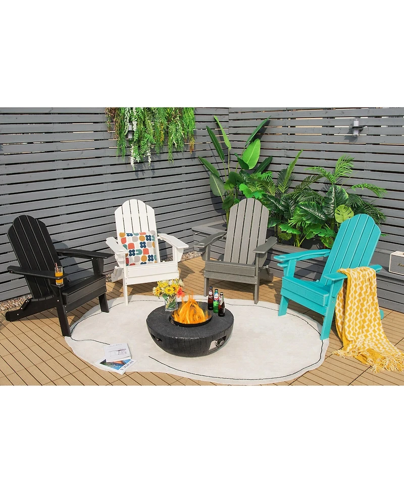 Gymax 2PCS Patio Folding Adirondack Chair Weather Resistant Cup Holder Yard