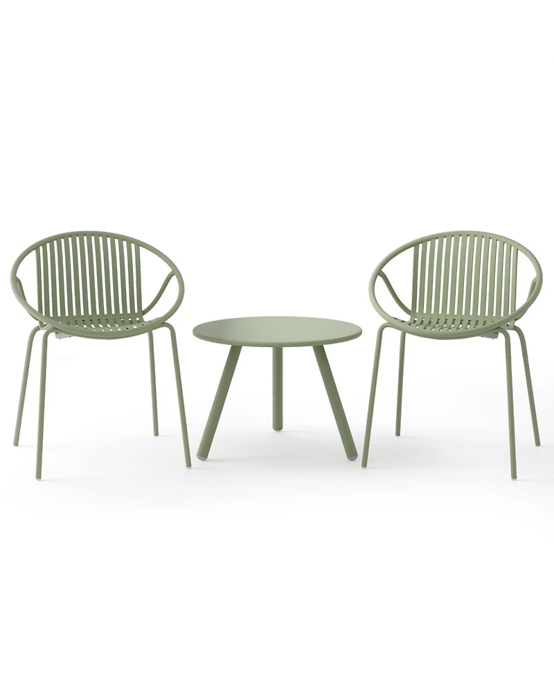 All Weather Pp Patio Conversation Set with Round Coffee table and 2 Chairs