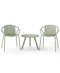 All Weather Pp Patio Conversation Set with Round Coffee table and 2 Chairs