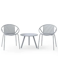 All Weather Pp Patio Conversation Set with Round Coffee table and 2 Chairs