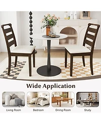 Polyester Upholstered Wooden Dining Chair Set of 2