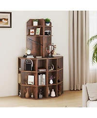6-Tier Corner Shelf with Charging Station & Usb Ports Space-Saving Storage for Home Office