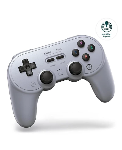 8Bitdo Pro 2 Bluetooth Wireless Gaming Controller with Hall Effect Joystick Update for Switch, Pc, Android, and Steam Deck & Apple - Gray