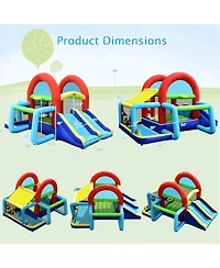Inflatable Jumping Castle Bounce House with Dual Slides and 480W Blower