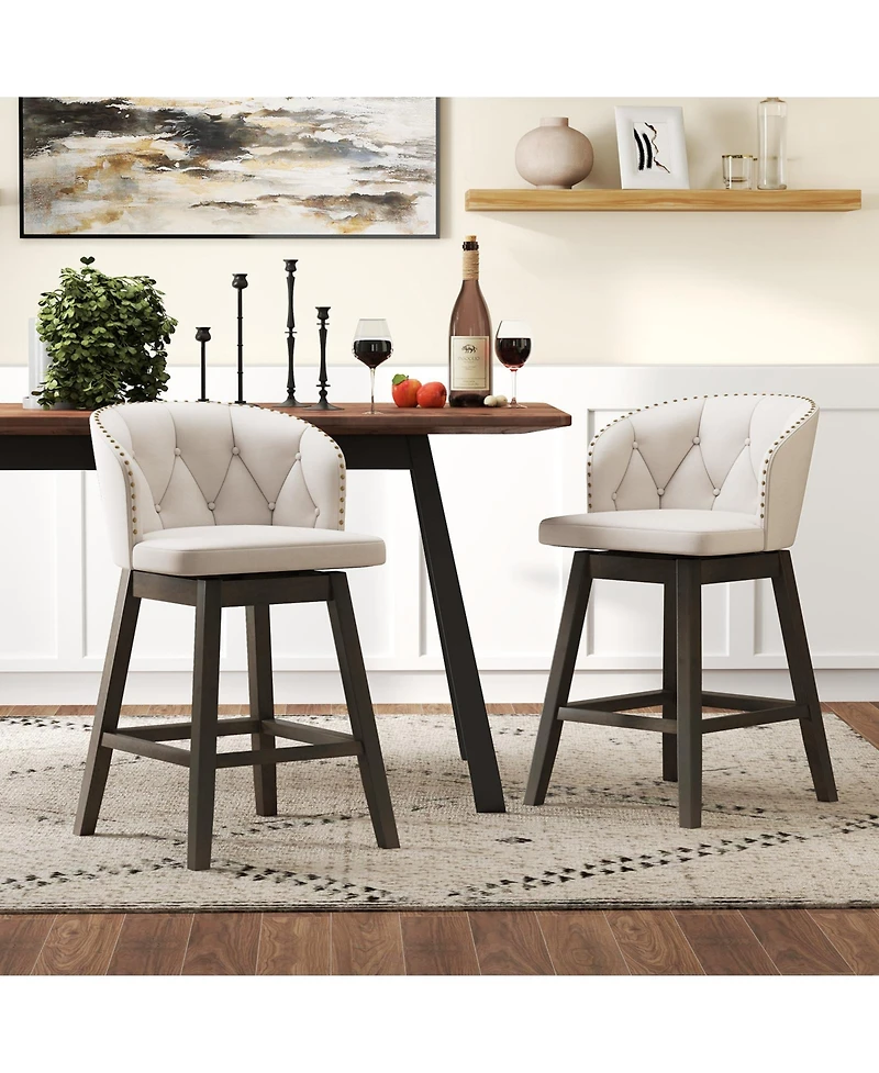 Set of 2 Counter Height Fabric Upholstered Bar Stools Stylish and Comfortable Seating for Kitchen or