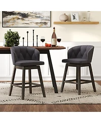 Set of 2 Counter Height Fabric Upholstered Bar Stools Stylish and Comfortable Seating for Kitchen or Bar