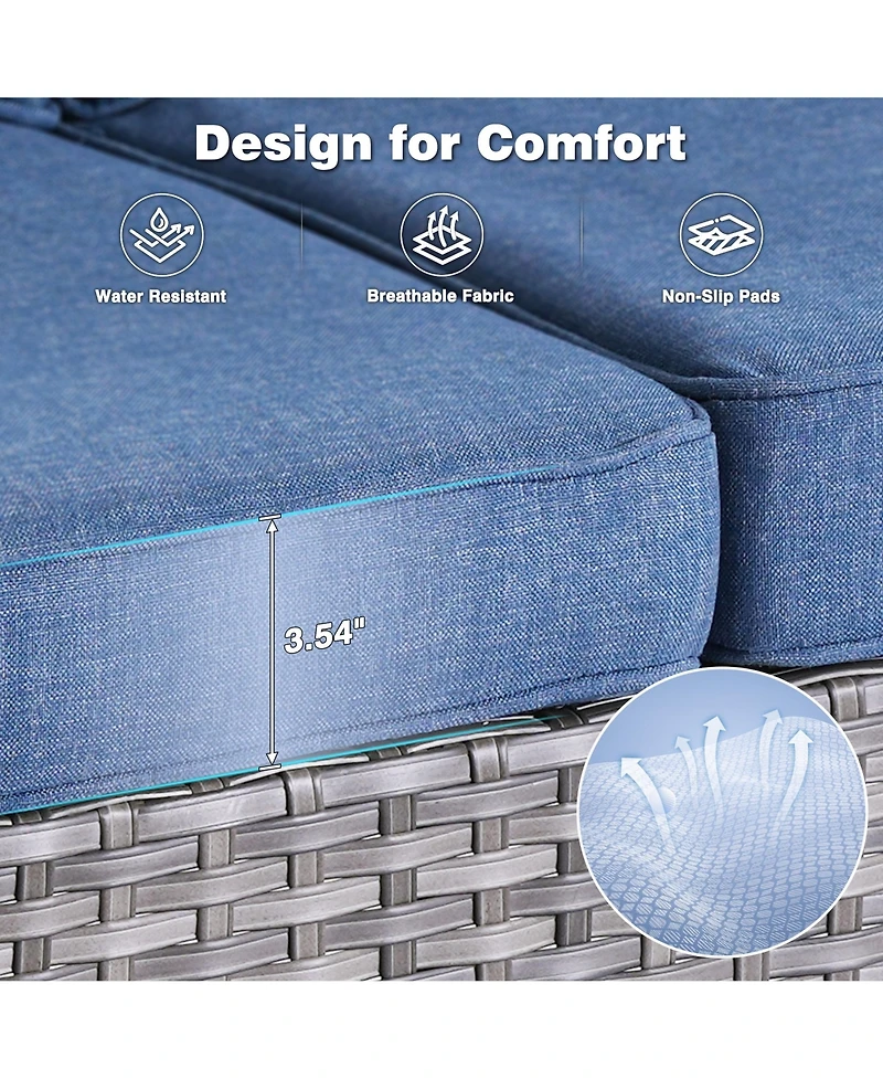 Xizzi Outdoor Furniture Patio Conversation Set 5 Pieces All Weather Wicker High Back Couch with Ottomans