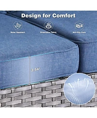 Xizzi Outdoor Furniture Patio Conversation Set 5 Pieces All Weather Wicker High Back Couch with Ottomans