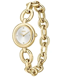 Hugo Boss Women's Live Quartz Slim Ionic Plated Thin Gold-Tone Stainless-Steel Watch, 28mm