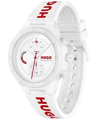 Hugo Boss Men's Lit Multi Quartz Multifunction White Silicone Watch, 44mm