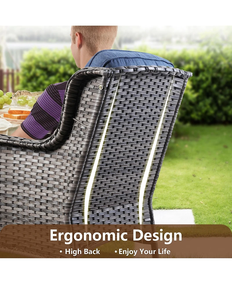 Xizzi Outdoor Swivel Rocking Chairs Set, Patio Furniture Set with 50,000 Btu Rectangular Propane Fire Pit Table, 7 Pieces High Back Conversation Sofa