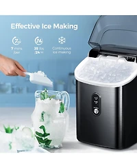 Kismile Nugget Ice Makers Countertop, Portable Sonic Maker Machine with Chewable Pellet Ice, 35Lbs/24H, Pebble Self-Cleaning/One-Cl