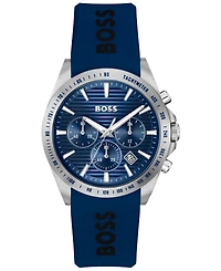 Hugo Boss Men's Strike Quartz Chronograph Blue Silicone Watch, 41mm