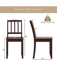 Wood Dining Chair Set of 2 with Rubber Legs