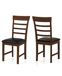 Wooden Dining Chair with Rubber Wood Frame Set of 2