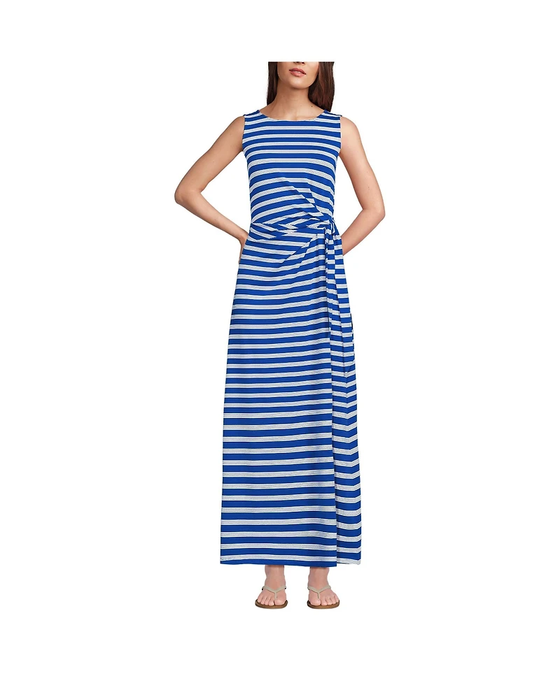 Lands' End Women's Cotton Modal Sleeveless Tie Waist Maxi Dress