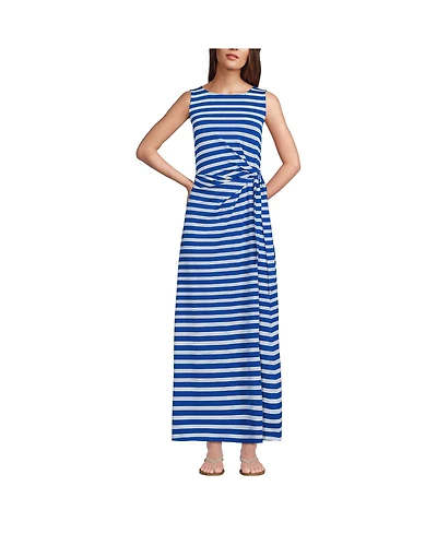 Lands' End Women's Cotton Modal Sleeveless Tie Waist Maxi Dress