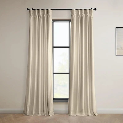 Half Price Drapes Angora Beige Signature Plush Velvet Hotel Blackout Curtain