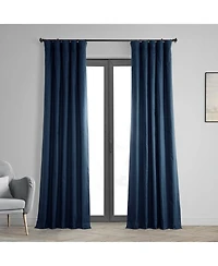 Half Price Drapes Dark Blue Solid Cotton Hotel Blackout Curtain