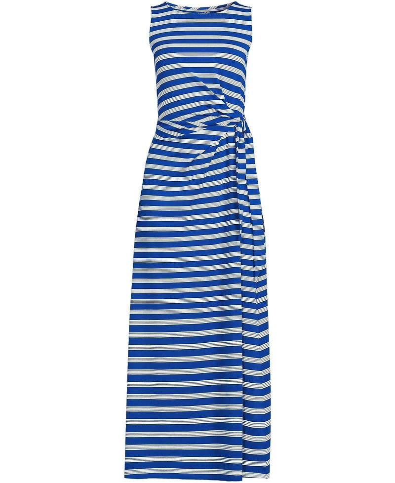 Lands' End Women's Cotton Modal Sleeveless Tie Waist Maxi Dress