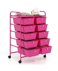 10-Drawer Rolling Storage Cart Versatile and Mobile Storage Solution for Home or Office