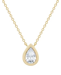 Diamond Pear Bezel Pendant 18" Necklace (1/3 ct. t.w.) in 14k Gold