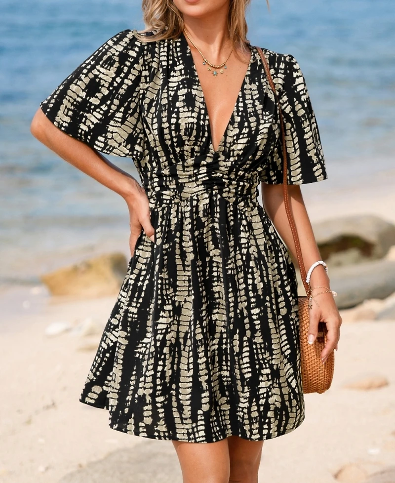 Cupshe Women's Deep Dive Abstract Mini Beach Dress