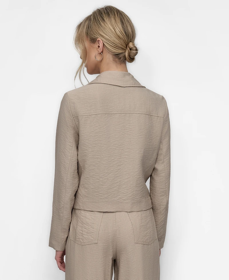 Dkny Women's Zipper Detailed Crinkle Jacket