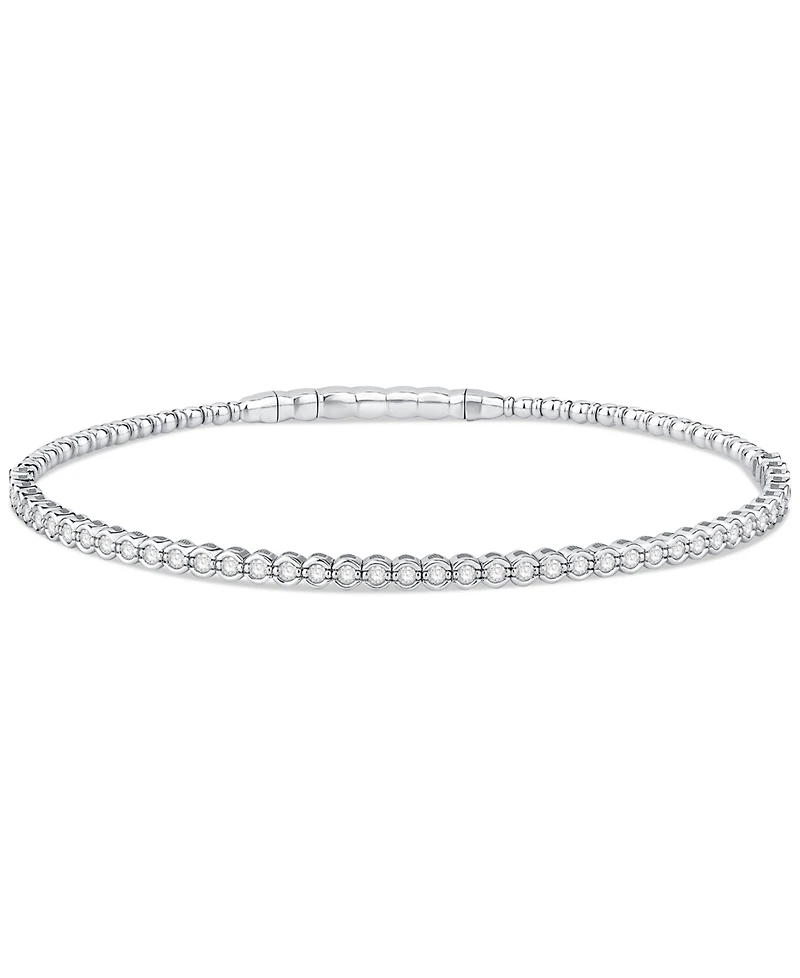 Diamond Half Bezel Flexible Bangle Bracelet (1/2 ct. t.w.) in 10k White Gold