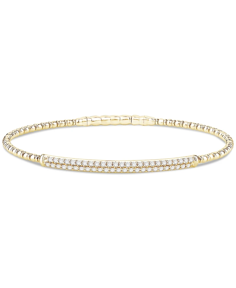 Diamond Double Row Pave Flexible Bangle Bracelet (1/2 ct. t.w.) in 10k Gold