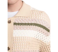 Paisley & Gray Men's Slim Fit Long Sleeve Crochet Cardigan Sweater