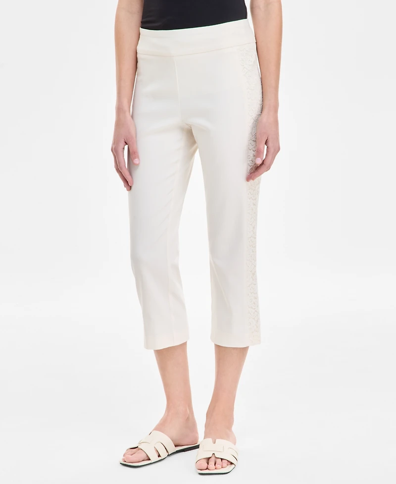 Jm Collection Women's Side Lace-Trim Capri Pants, Exclusively at Macy's
