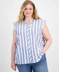 Tommy Hilfiger Plus Striped Cotton Top