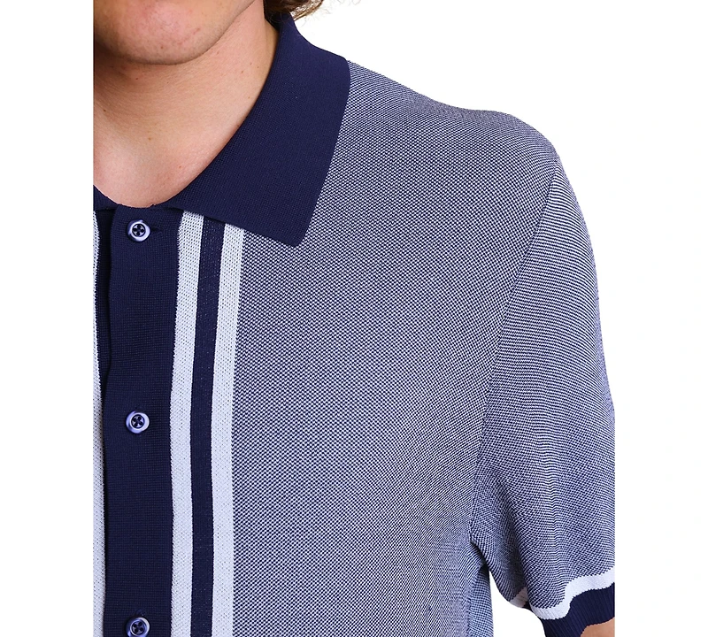 Paisley & Gray Men's Slim Fit Short Sleeve Full Placket Retro Polo Shirt