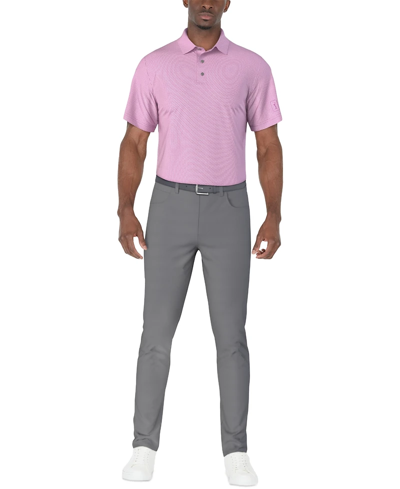 Pga Tour Men's Short Sleeve Micro Geo Print Polo Shirt