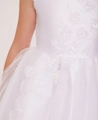 Bonnie Jean Big Girls Cascading Flower Applique Communion Dress
