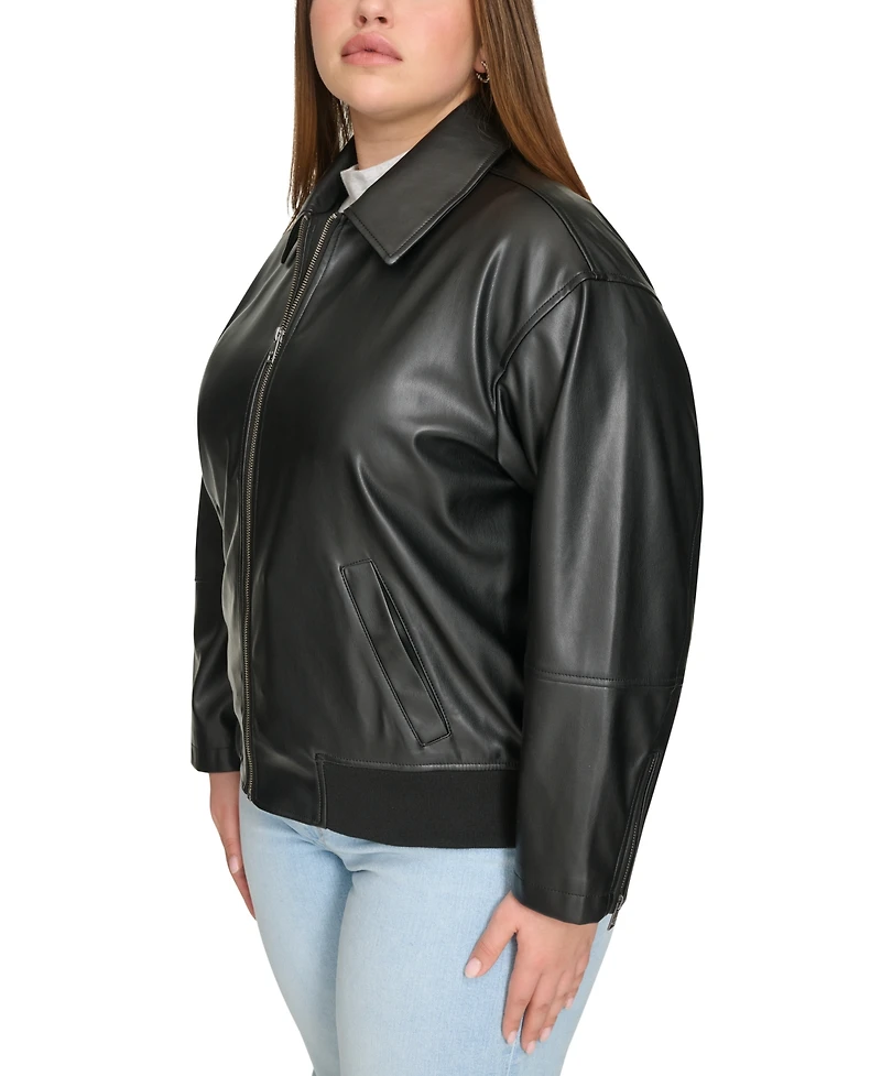 Levi's Plus Size Faux Leather Dad Bomber Jacket