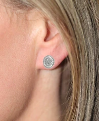 Diamond Round & Baguette Halo Cluster Stud Earrings (2 ct. t.w.) in 14k White Gold