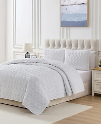 Seventh Studio Leaf Solid Pinsonic Microfiber 3-Pc. Quilt Set, King